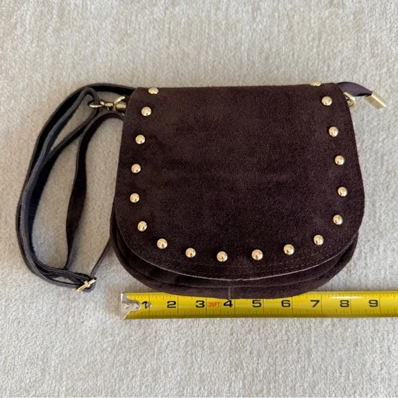 Persaman New York Elvira Brown Suede Studded Crossbody - Picture 11 of 15